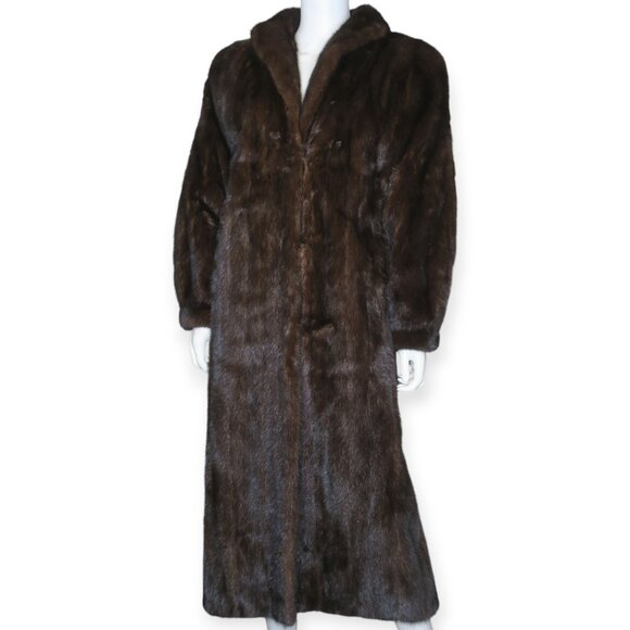 Vintage 60's Full Length Dark Brown Soft Mink Coat Regency Furs Women's 14 - Picture 1 of 8
